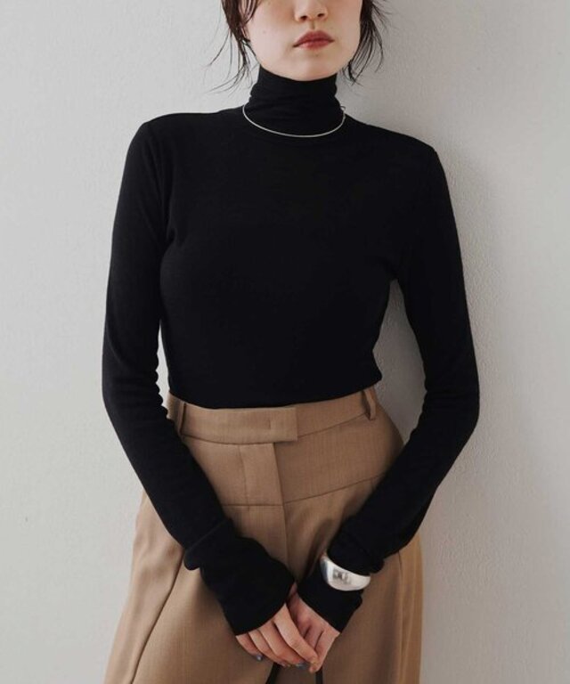 ウール混カットタートルプルオーバー