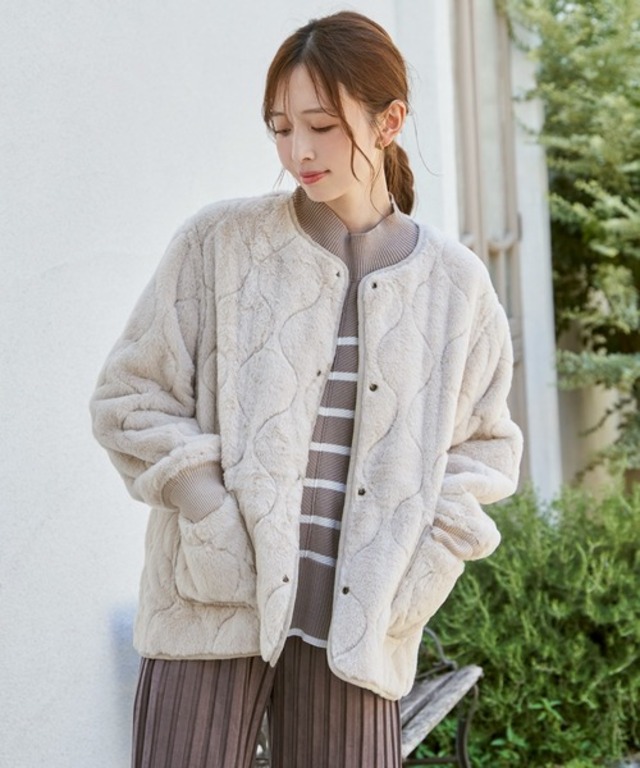 キルトファーリバーシブルブルゾン