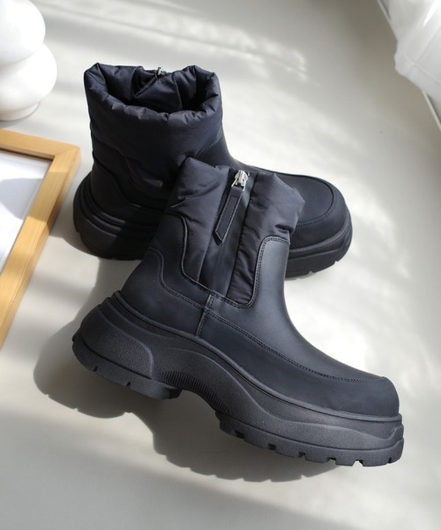 撥水・防寒スノーブーツ/厚底スニーカーソールショートブーツ