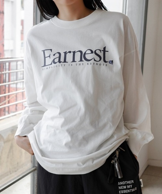 Earnestロゴプリント長袖Tシャツ