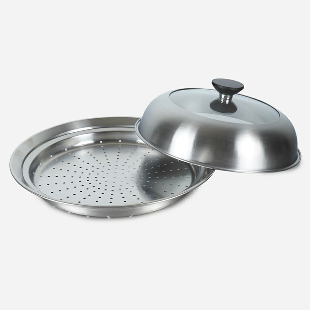 フライパン用フタ付きステンレス蒸し器