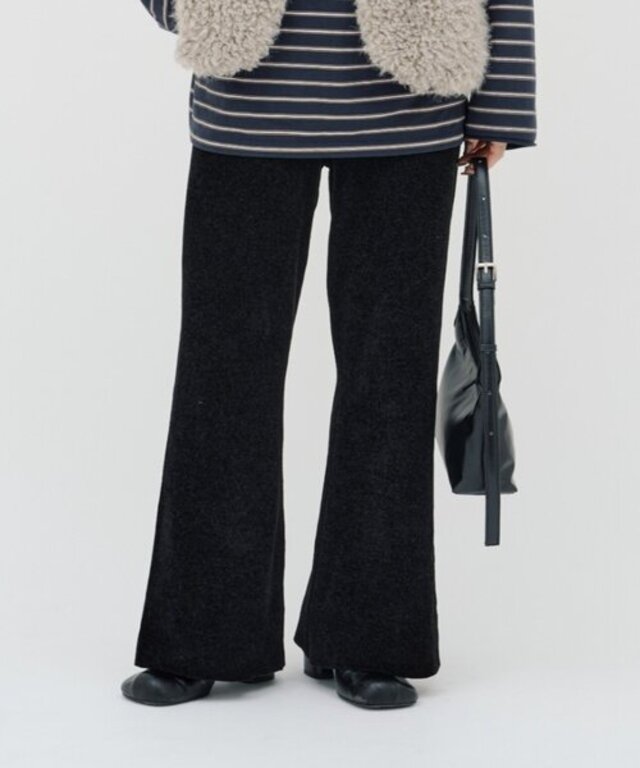 【PON企画】スタイルアップモールニットフレアパンツ