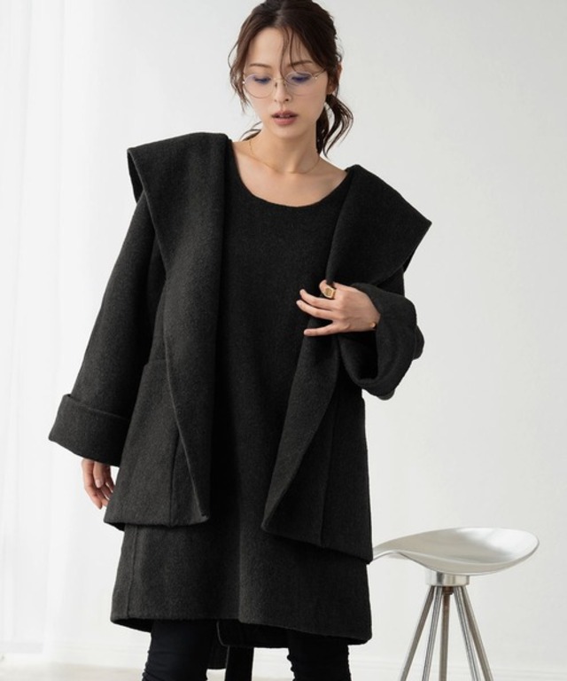 【2025AW】【ウール68％】ベスト付き ベルテッド ハーフコート