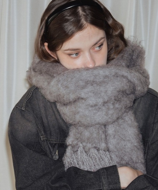 モヘアタッチシャギーボリュームフリンジカラーマフラー