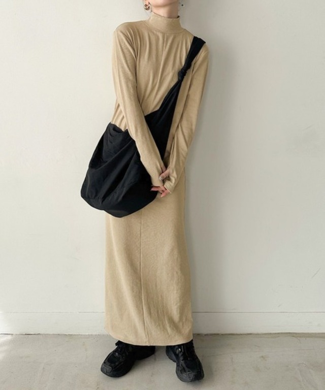 フィンガースリーブプチハイリブワンピース