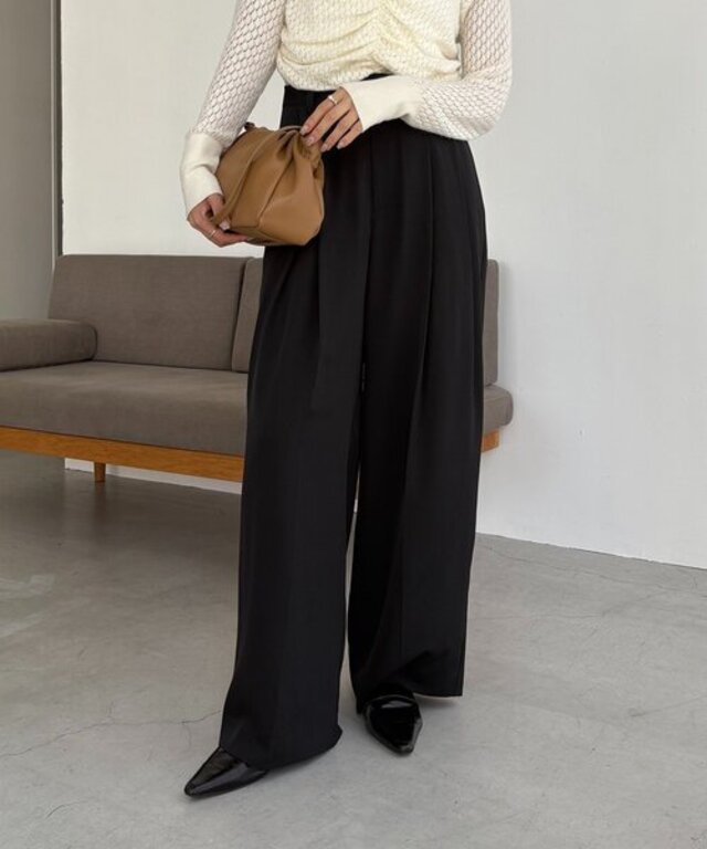 すっきりスラックスワイドパンツ