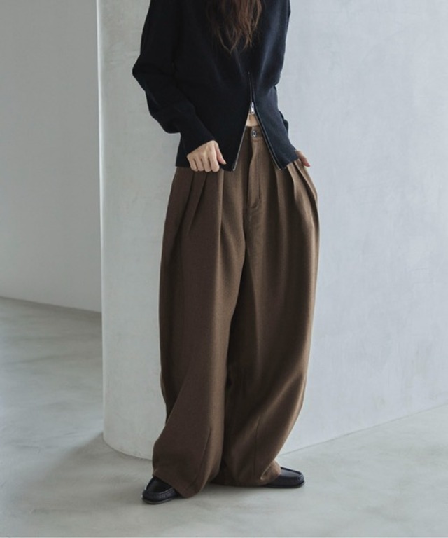 ヘリンボーンバルーンタックパンツ