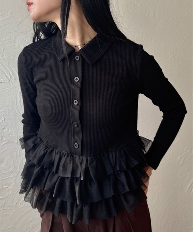 deux amour チュールティアードヘムトップス