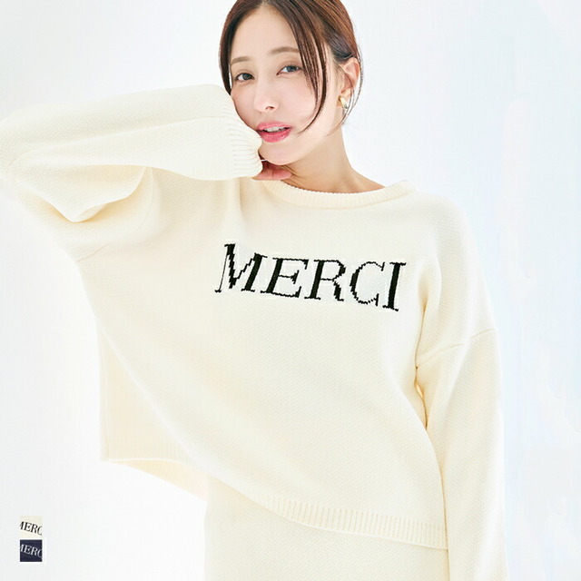 ウォッシャブル モールニットロゴトップス