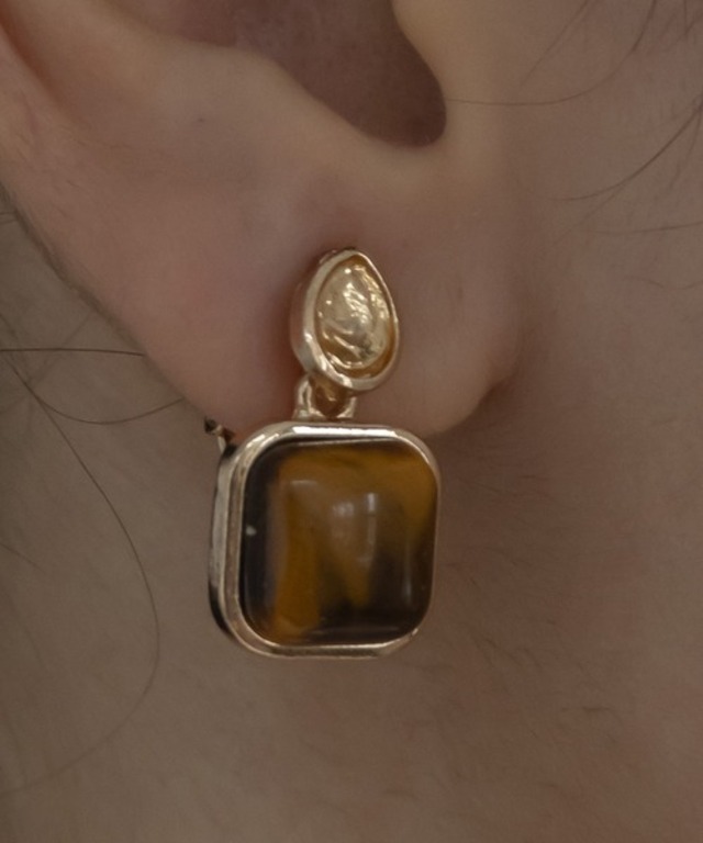 abaskdesign ティアドロップデザインスクエアイヤリング