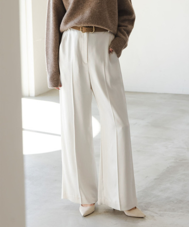 《追加》【洗える】ルナサテンベルテッドパンツ(ホワイト)