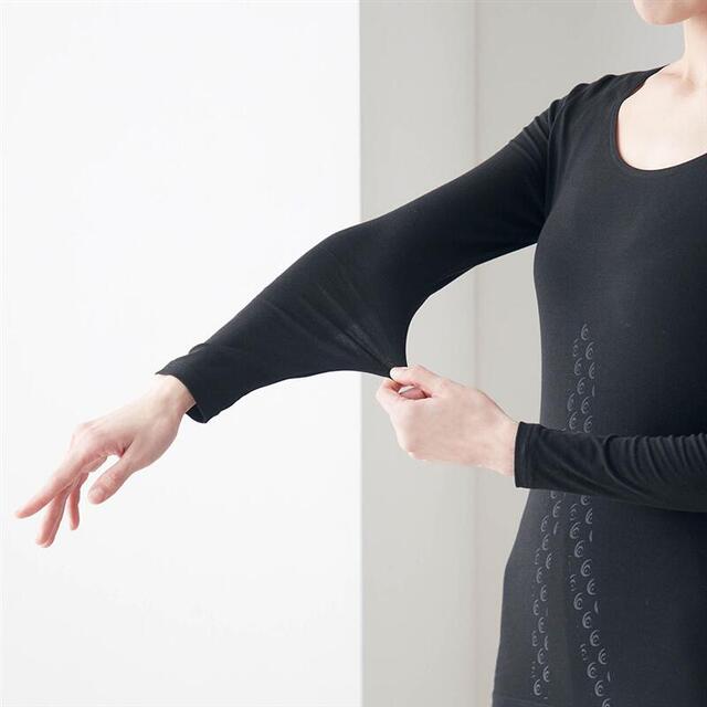 【リライブコラボ】ホットコット 綿混 あったかインナー・クルーネック 長袖 レディース