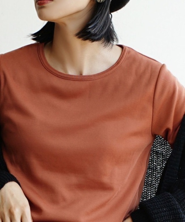 【着た瞬間あったかい】無地＆ボーダー 裏起毛クルーネックカットソー