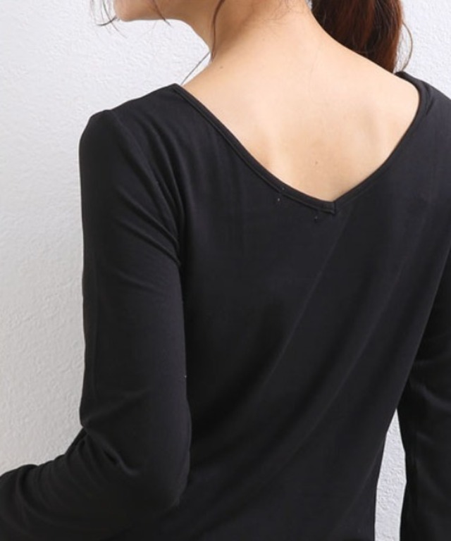 【薄手なのにしっかり保温！裏微起毛インナー】プラズマヒート２WAYネックインナー(Vネック・クルーネック)