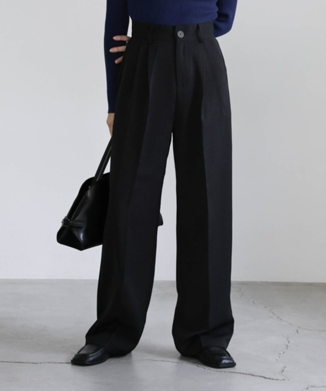 【4サイズ展開】丈長め / ハイウエストセンタープレススラックス