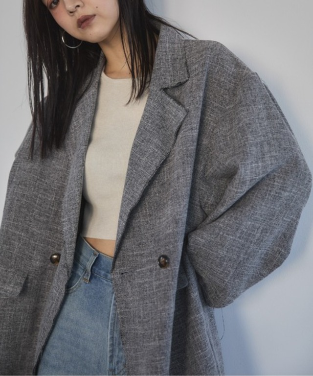 【セットアップ可】ライトツイードダブルオーバージャケット
