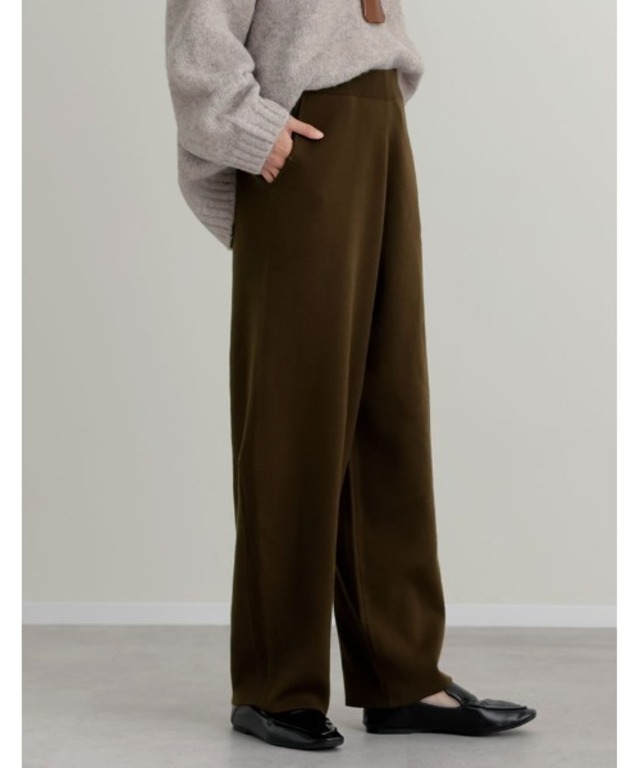 [新色追加][低身長/高身長サイズ有]ニットバレルレッグカーブパンツ