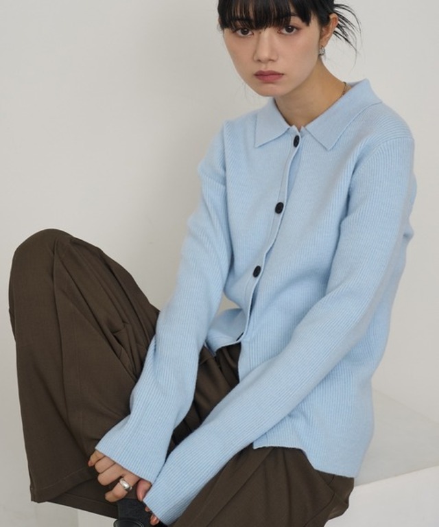 【NOGLE/ノグル】ワイドカラーリブボタンカーディガン