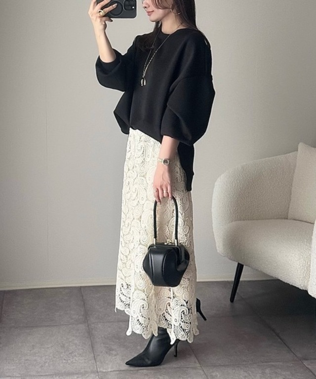 ダンボールサイドジップクルーネックプルオーバー