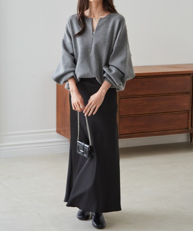 ハーフジップスウェットライクニット