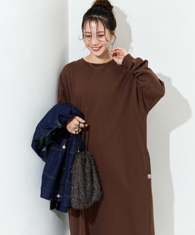 限定展開　USAコットン ビッグ シルエット ロングスリーブ ワンピース