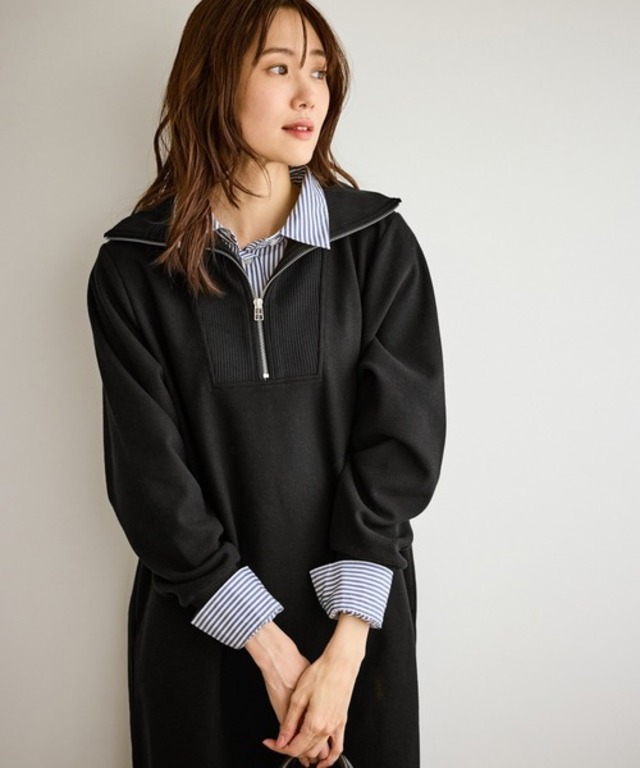 【emur/エミュール】圧縮起毛ステンニットワンピース