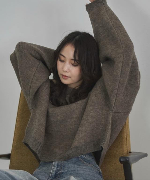 【ハンドウォッシャブル】ダブルフェイスクロップドニット