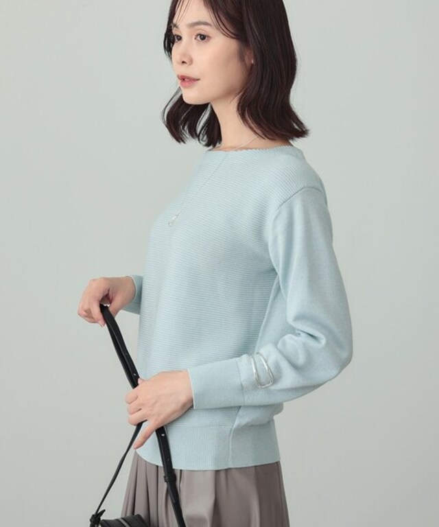 【洗える／ラメ】ボートネックニット