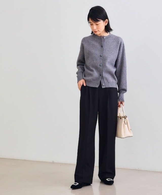 《洗える・タンブル乾燥可》クルーネックニットカーディガン【CROSS FUNCTION/クロスファンクション】