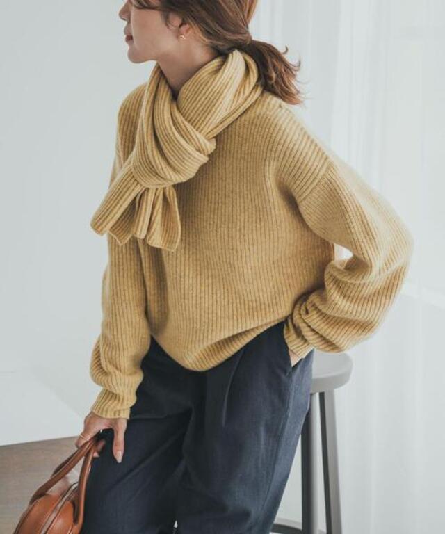 ハミルトンウール畦ボートネックプルオーバー