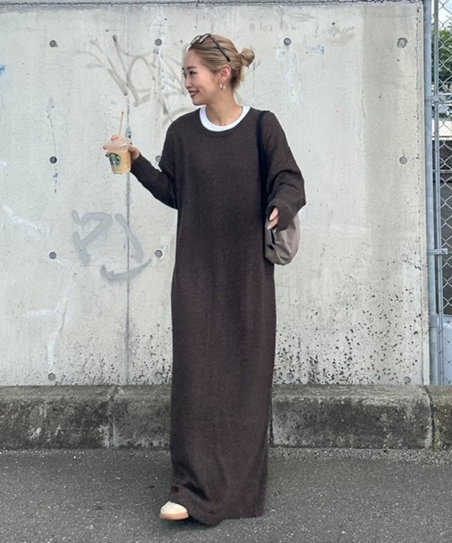 【WEB限定】【PON企画待望のリバイバル】ウール混クルーネックニットワンピース