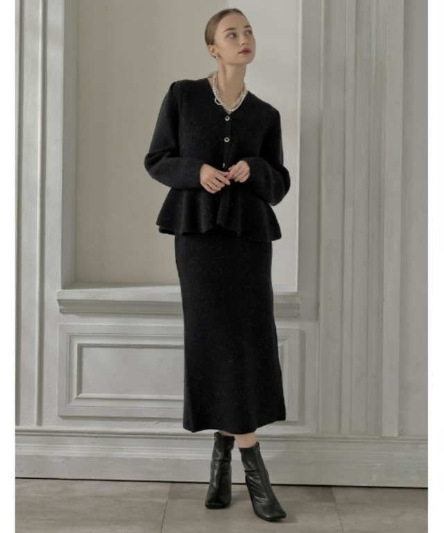 [MEISM by Re:EDIT][2025AW COLLECTION]畦編みペプラムラメニットカーディガン