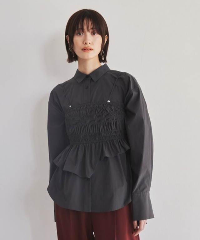 シャーリングビスチェSETシャツ｜ウォッシャブル/冬服