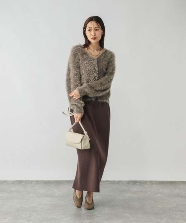 シャギーカーディガン＊スカートSET