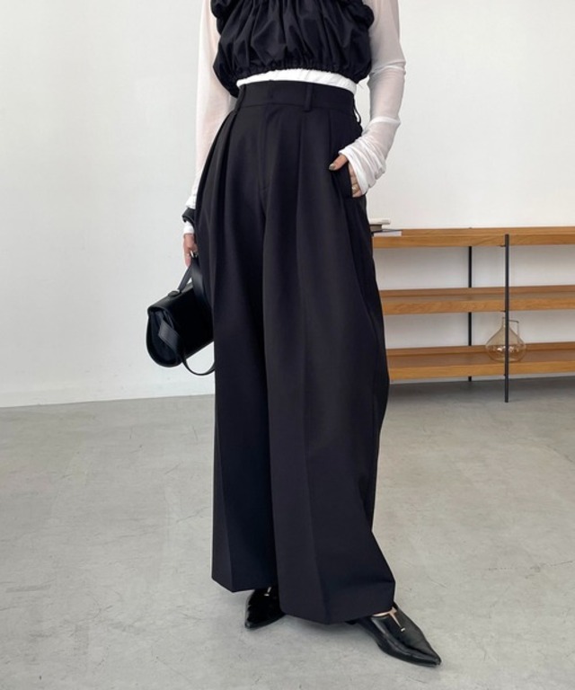 【累計2万本！】【LE'MAGE×gemeilコラボ】2タックワイドパンツ