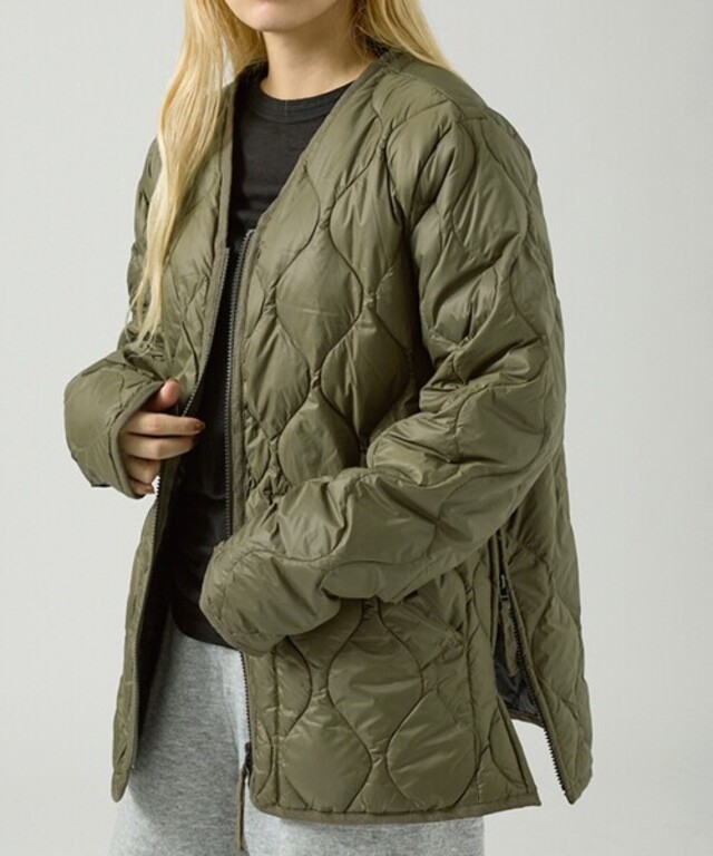 【TAION】ミリタリー Vネック Wジップ ダウンジャケット / ブルゾン