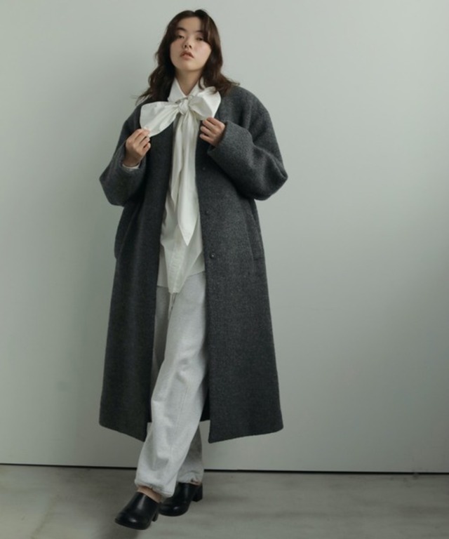 Collarless Cocoon Coat