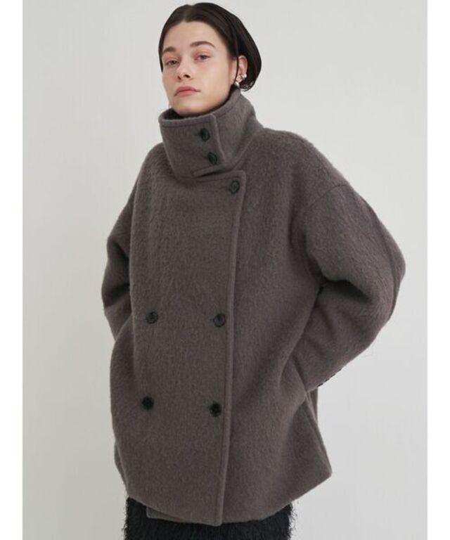 スタンドカラーショートコート