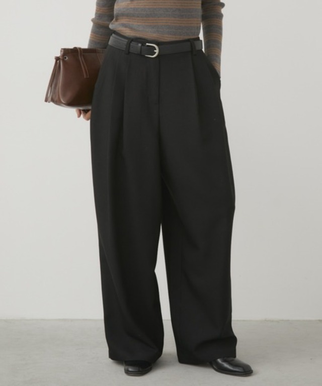 【S,M,Lサイズ展開】ツータックルーズスラックスパンツ/オールシーズン