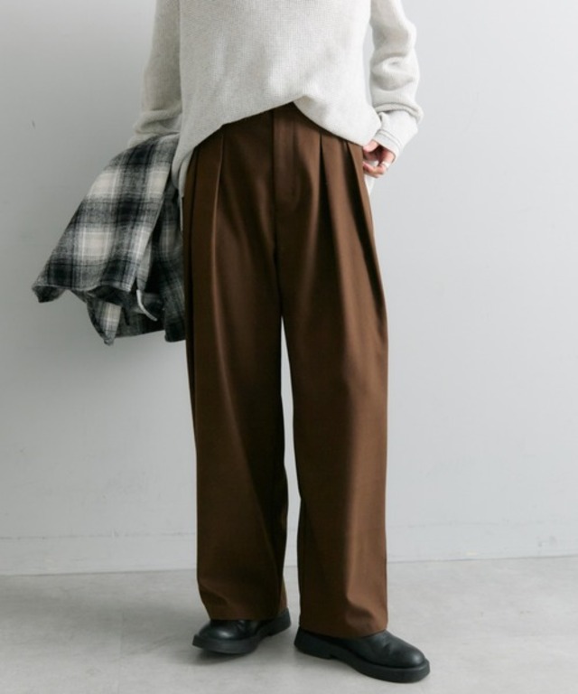 【M/Lサイズ展開】ツータック起毛スラックスパンツ