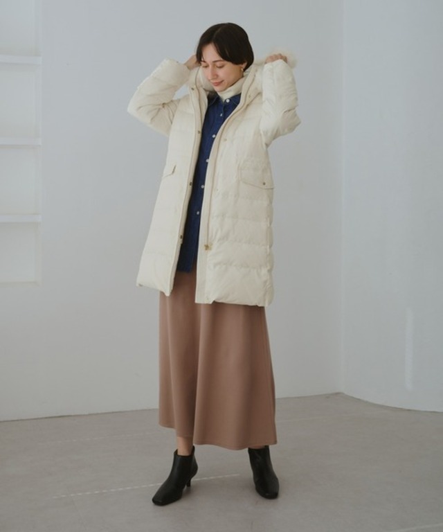 【GREEN DOWN/グリーンダウン】ファー付きダウンロングコート/一部WEB限定カラー