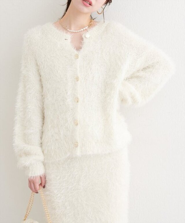 ラメフェザーボートネックニットプルオーバー