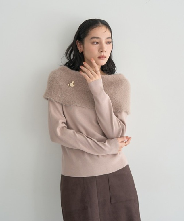 ファーMIXオフショルニット