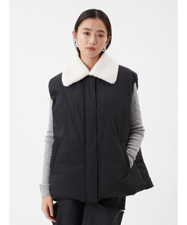 ボア衿リサイクルダウンベスト