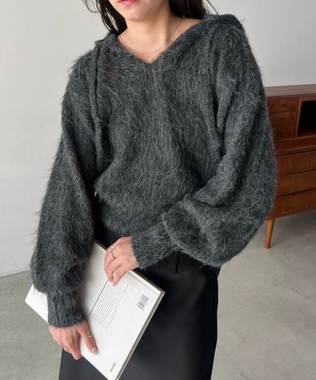 シャギーニットフーディ