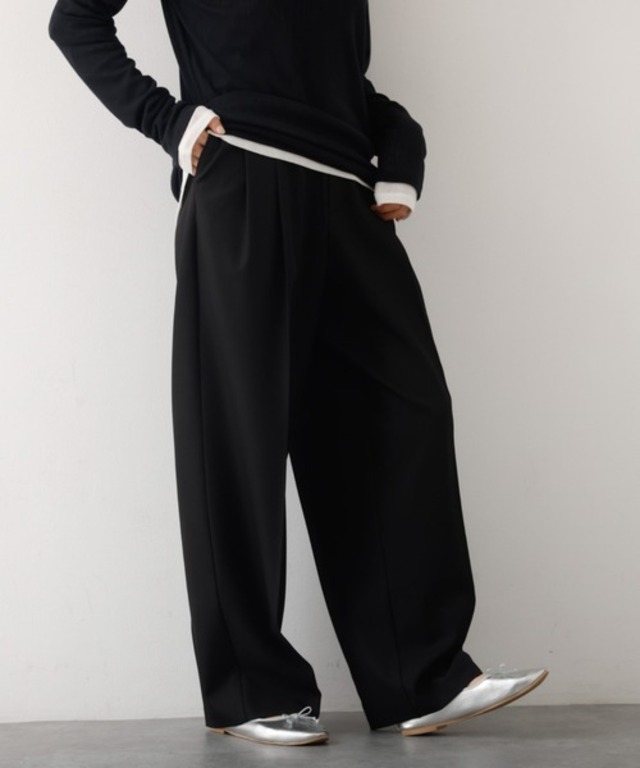 【後ろウエストゴム】タックワイドスラックス　m_01