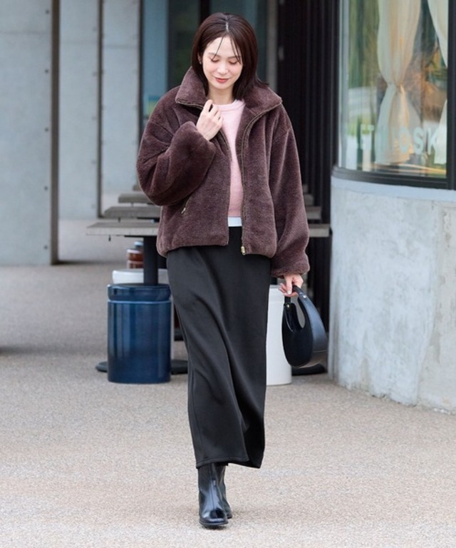 【DAILY WARM】裏シャギー起毛Iラインスカート