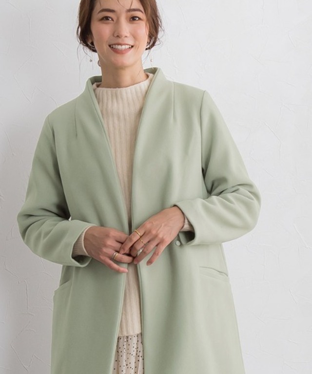 メルトンノーカラーコート