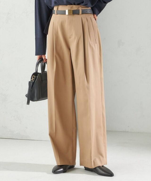 〈洗濯機可能〉ハイカウント ツイル 2タック ワイド パンツ