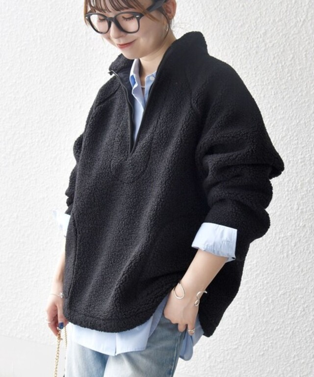 〈洗濯機可能〉ボア フリース ハーフジップ プルオーバー